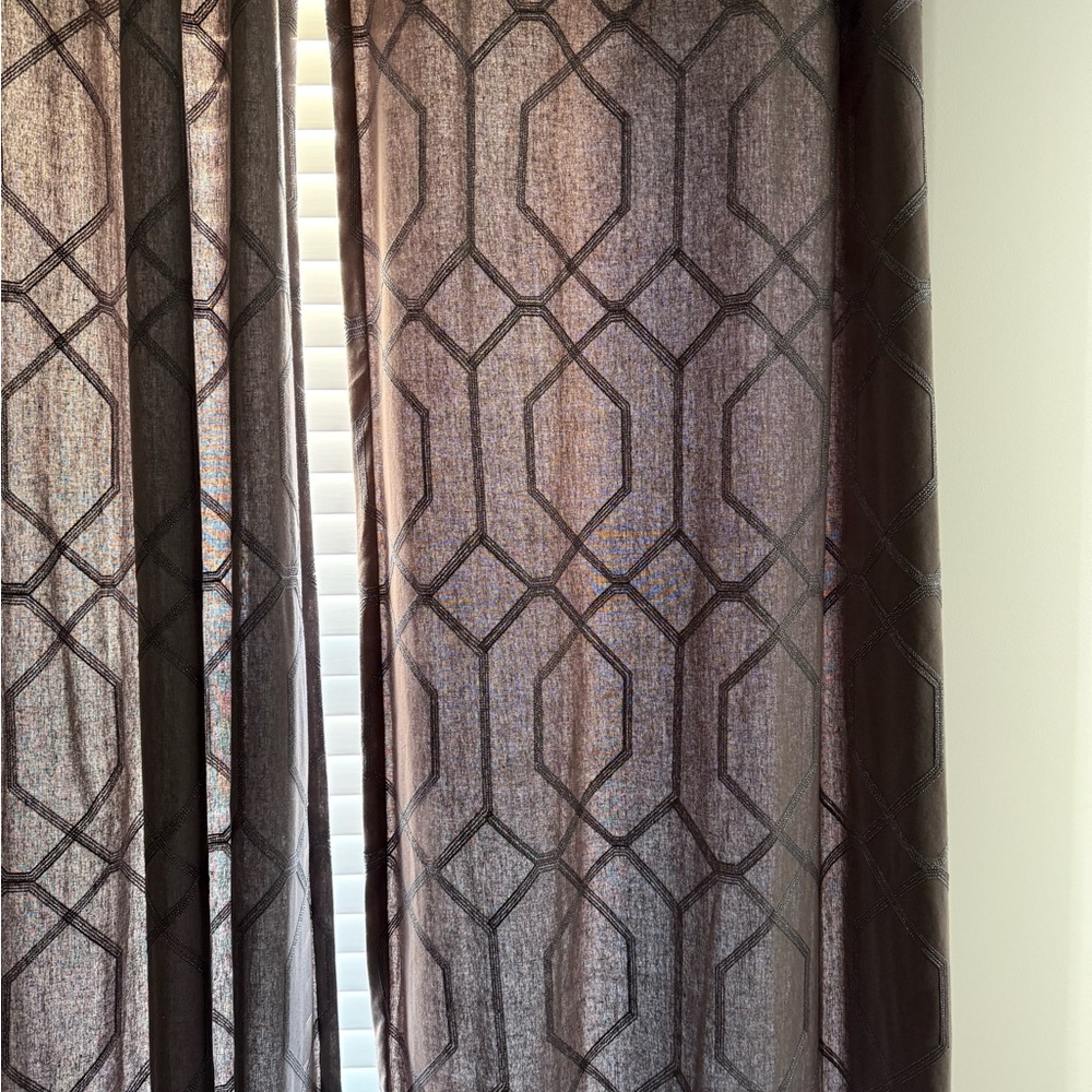 Decorative Geometric Curtain Panel in Dark Grey